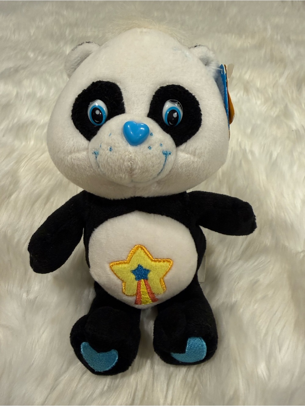 Vintage 2005 Care Bears Perfect Panda Plush Black White Blue Accents Plush